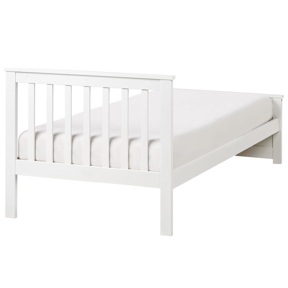 Letto singolo in legno di Pino Bianco con Rete a Doghe 90 x 200 cm stile minimalista