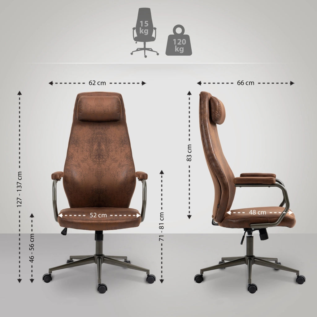 Sedia da ufficio Pocatello Industrial Loft Stile antico cognac