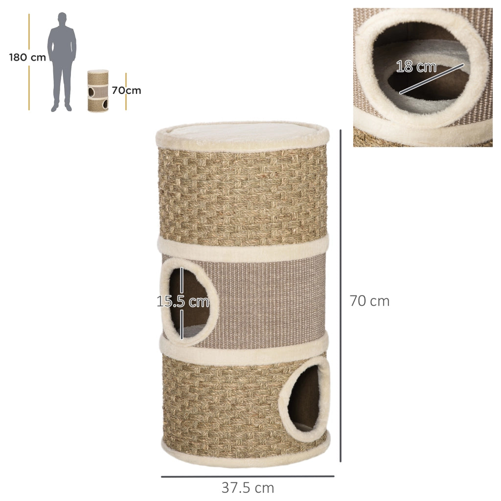 Tiragraffi per Gatti a Torre con Nicchie e Corda in Sisal ¨C zephmum ¨C Grigio