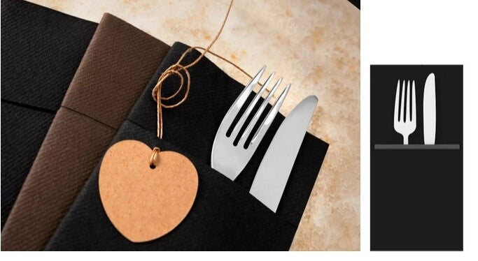 Set 50 Pezzi Tovaglioli da Tavola Carta Simil Tessuto 2 Veli Nero 40 x 40 cm