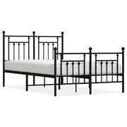 Letto matrimoniale | Letto per adulti | Giroletto con Testiera e Pediera Metallo Nero 120x200 cm
