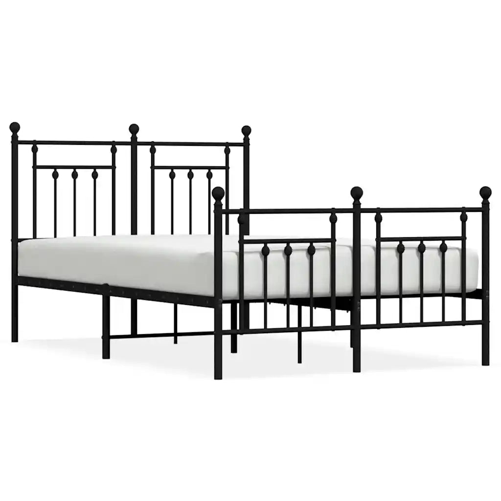 Letto matrimoniale | Letto per adulti | Giroletto con Testiera e Pediera Metallo Nero 120x200 cm