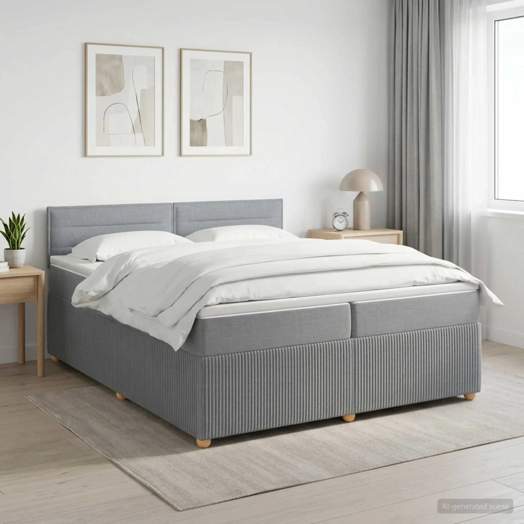 Letto box spring con materasso Grigio Chiaro 200 x 200 cm 3453002