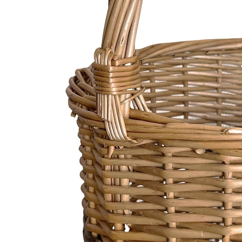 Cesto tondo modello Sara in vimini con manico , diametro 27 cm, altezza 26 cm
