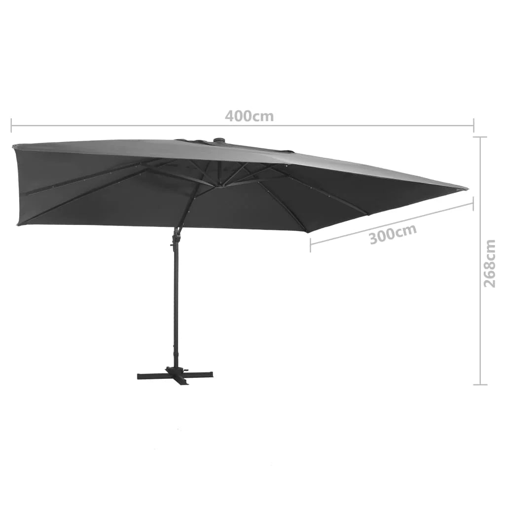 Ombrellone a braccio e luci LED alluminio 400 x 300 cm antracite 02_0008546