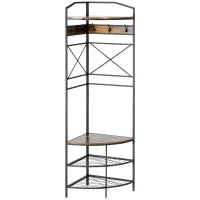 Appendiabiti da Terra Angolare con Panca e Scarpiera in Stile Industriale, 50x50x183cm, Marrone