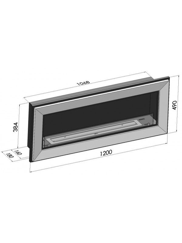Caminetto a Bioetanolo Frame 1200 SimpleFire da incasso con Vetro Nero