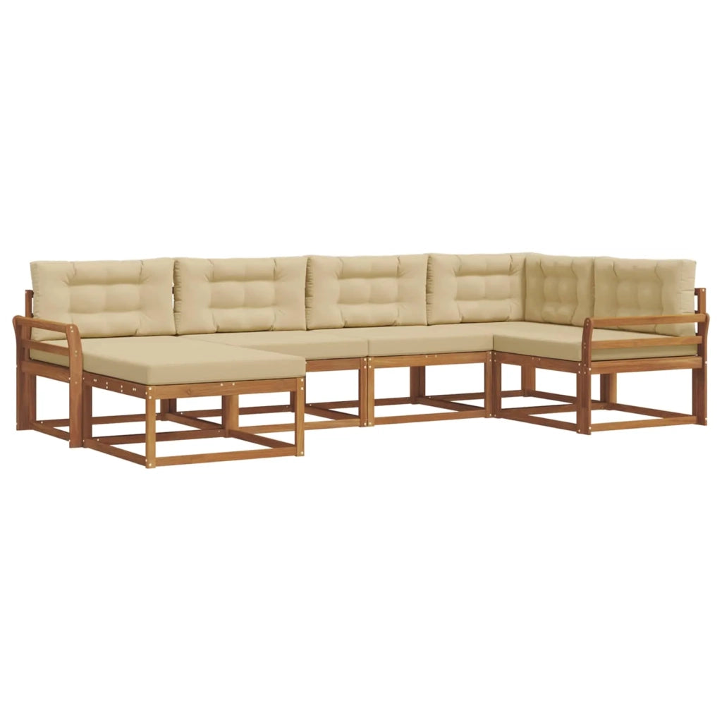 Set di divani da esterno con cuscino 6 pcs Naturale e Beige