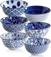 Set di colazione profonda - Ciotole di zuppa in ceramica - 680 ml ciotole da cucina - Piatti da tavola in porcellana grandi - Insalatiera pasta dessert avena - Resistenti al magnetròne della lavastoviglie - Set di 6 - Ciotole di zuppa vintage con manico