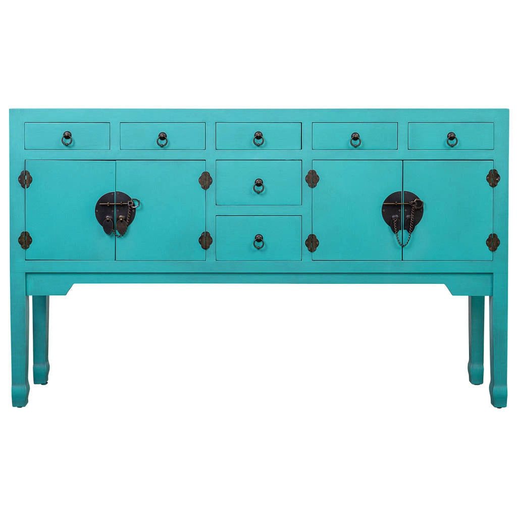 Credenza in legno con 7 cassetti e 2 porte 128x26x78h cm