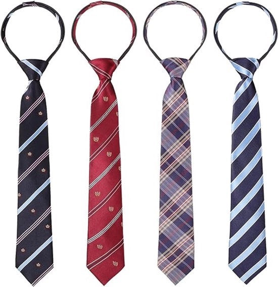 Set di cravatte per bambini 4 pezzi, 35,5 cm, cravatte regolabili con chiusura a bottone e filo, adatti per uniformi scolastiche, adolescenti, bambini, bambini in età prescolare, matrimoni e lauree, 6-12 anni, stile rurale, come mostrato, misura singola.