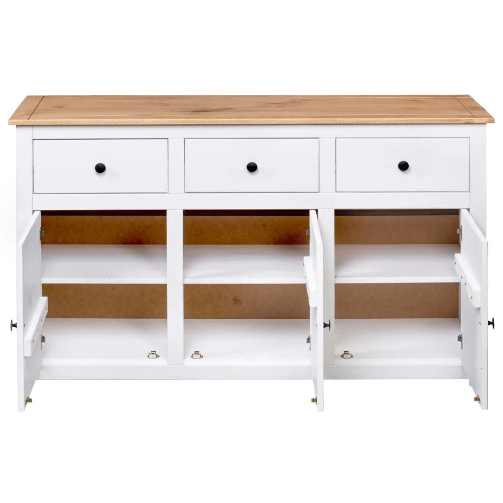 Buffet credenza cassettiera armadio mobile contenitore organizer per cucina soggiorno salotto 135 x 40 x 80 cm pino massiccio gamma Panama bianco 02_0030209