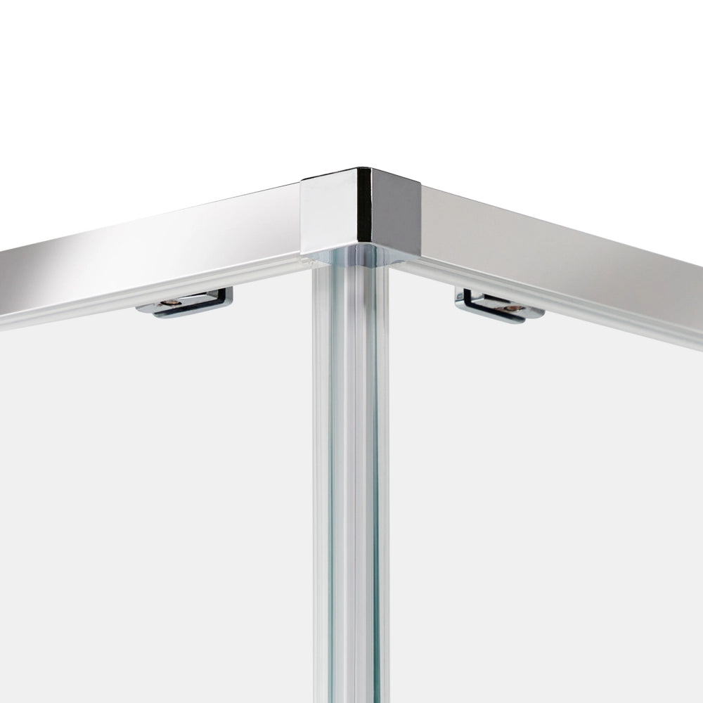 Box Doccia Vetro Temperato Argento Cornice Alluminio Doppia Porta 80x80x185cm