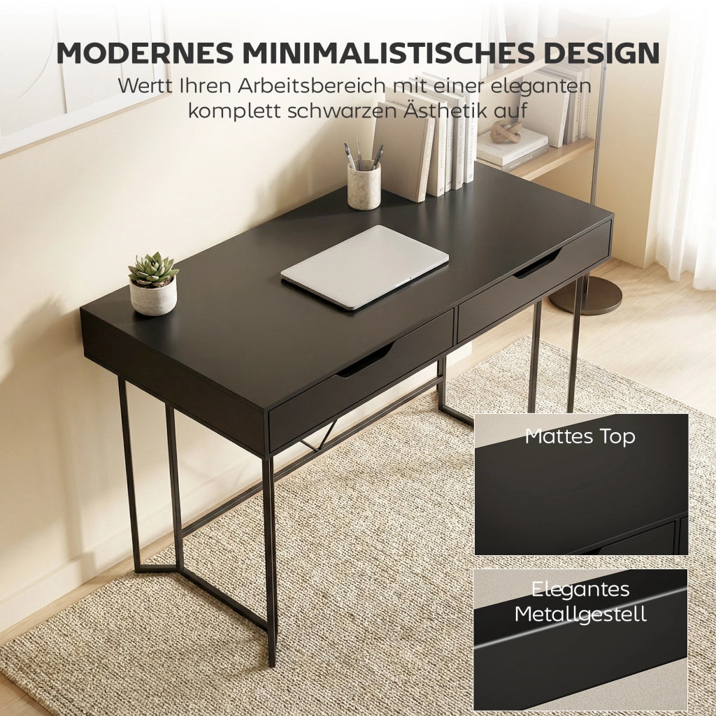 Scrivania con 2 cassetti ¨C Zephmum ¨C Nero 120x60x77 cm
