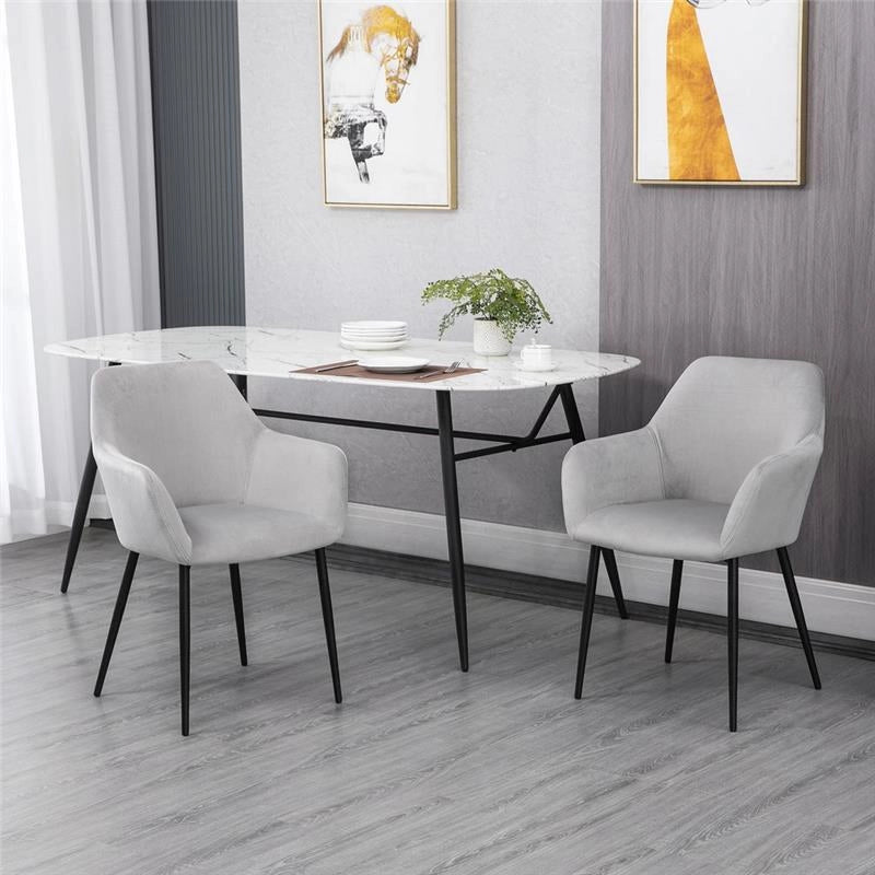 SET 2 SEDIE PER SOGGIORNO NORDICHE CON SCHIENALE E BRACCIOLI RICURVI E SEDUTA IMBOTTITAGRIGIO