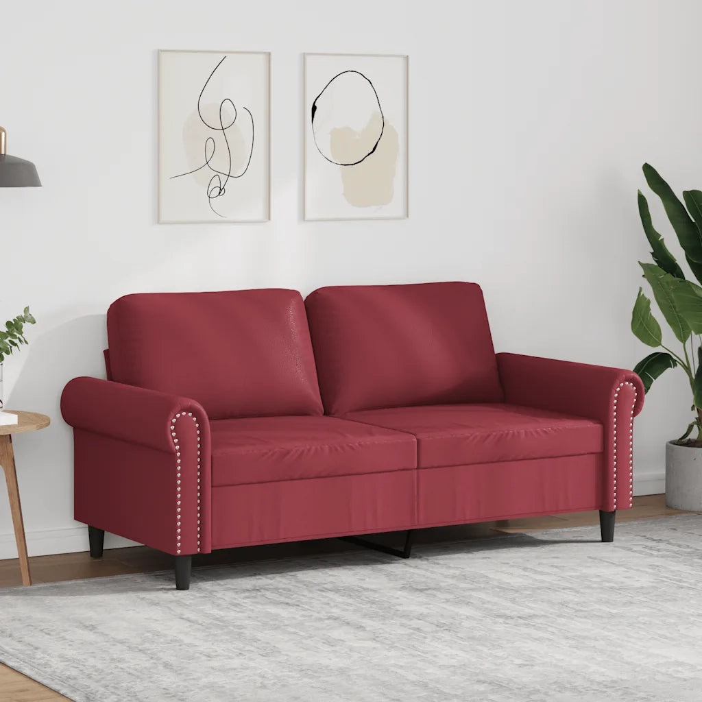 Divano a 2 Posti Rosso Vino 140 cm in Similpelle 359507