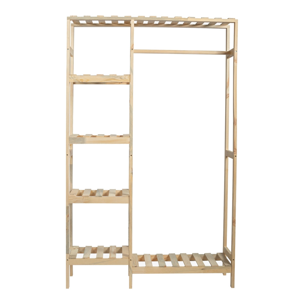 Stand Appendiabiti 'Smørum' 160 x 100 x 30 cm Organizzatore Guardaroba con Barra Porta Abiti e Ripiani Laterali