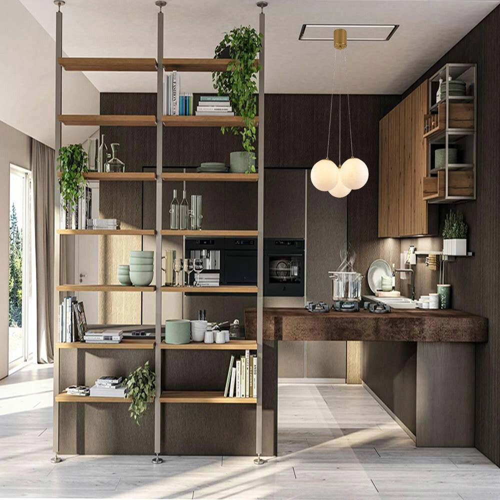 Trade Shop - Lampadario A Sospensione Bronzo Lampada Minimal Da Soffitto Con 3 Sfere Attacco G9 Lp-84-3 -
