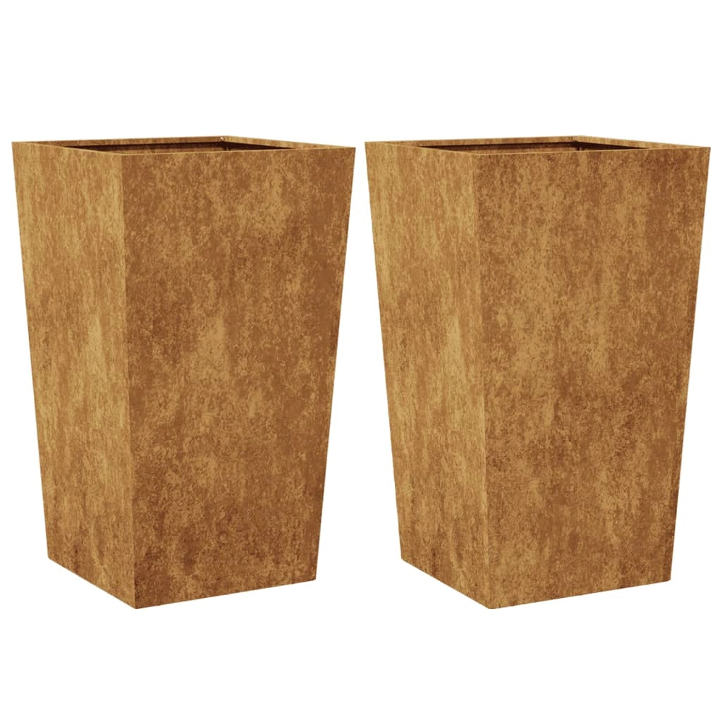 Fioriera rialzata per piante fiori giardino terrazze set da 2 45 x 45 x 75 cm acciaio Corten marrone 02_0038981