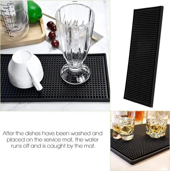 Mat di asciugatura, 2 pezzi, 30,5 x 15,2 cm, mat di asciugatura, mat di vasca in silicone, per cucina, mat per bar, mat in gomma, bar, servizio, mat in silicone