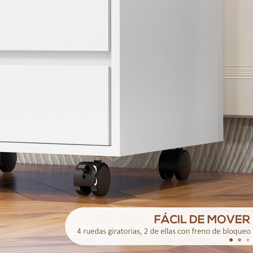 Cassettiera da ufficio con ruote ¨C Xylo ¨C 4 cassetti, bianco, 46x40x65 cm