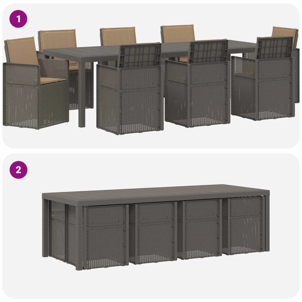 Set da Pranzo per Giardino 9 pcs Grigio chiaro e Tortora PP 3430101