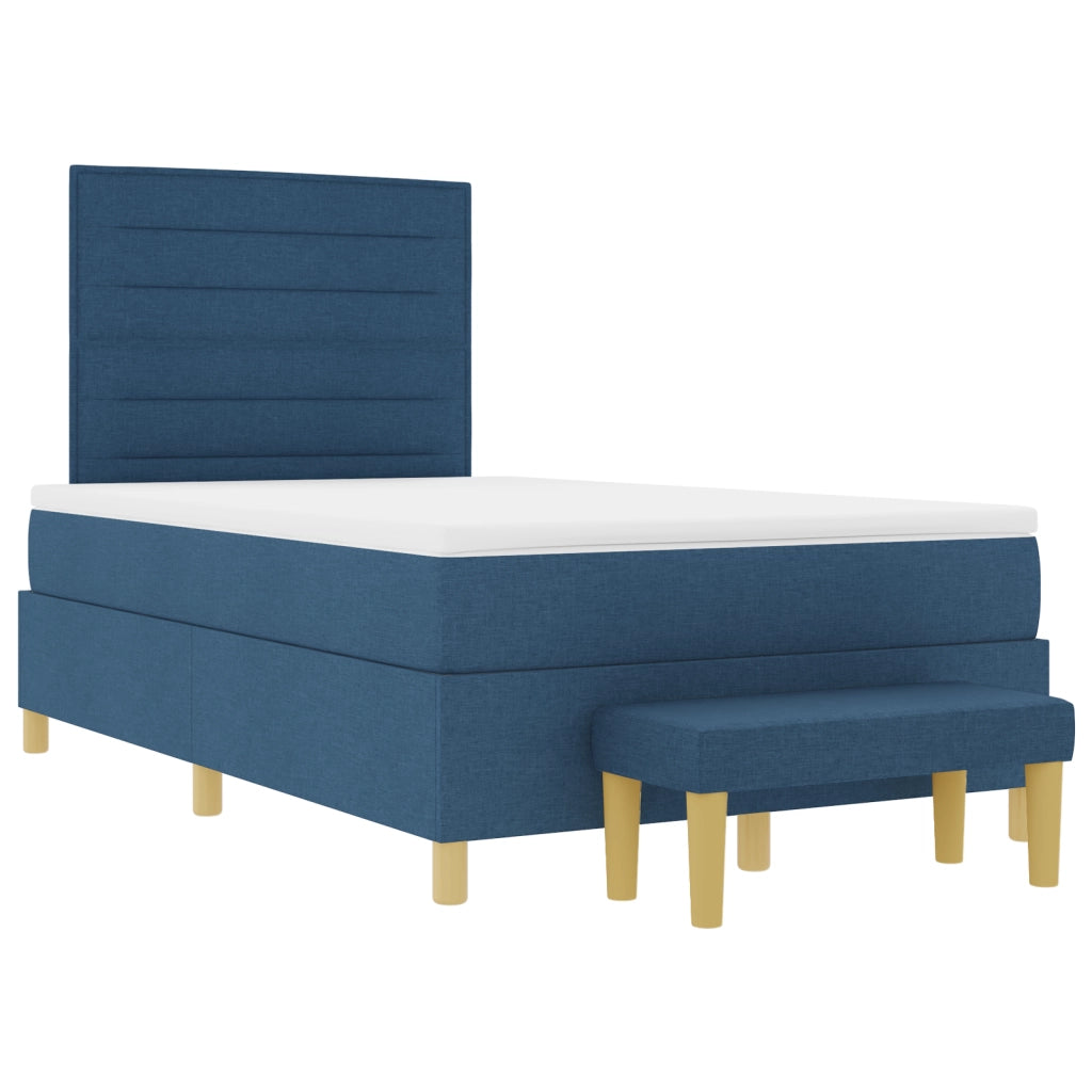 Letto con Box Spring e Materasso Blu 120x190 cm in Tessuto