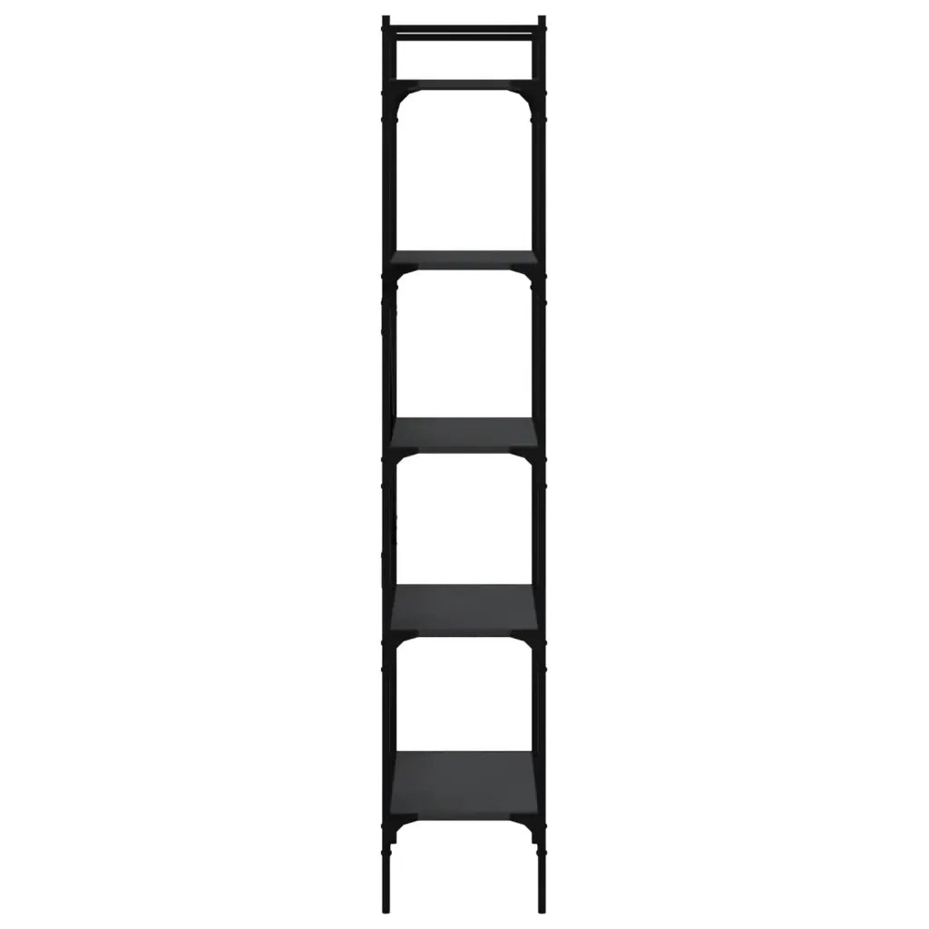 Libreria-Scaffale per Libri-Mobile di Stoccaggio Nera 5 Ripiani 56x31,5x174 cm Legno Multistrato