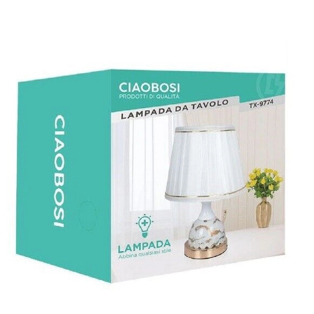 Trade Shop - Lume Lampada Abat Jour Comodino Comò Da Tavolo Arredo Camera Casa Luce Tx-9774 -