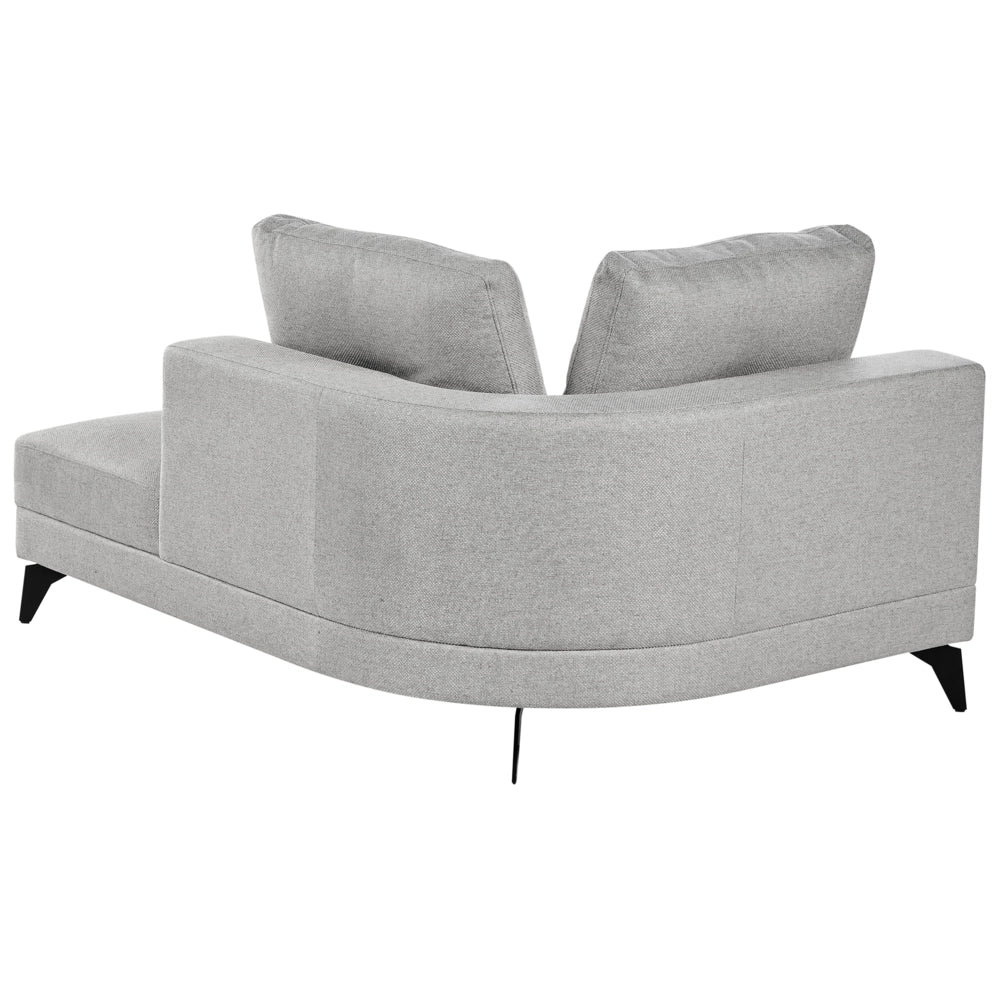 Chaise longue con rivestimento in lino sintetico idrorepellente Gambe in ferro nero con cuscini Grigio  lato sinistro stile moderno