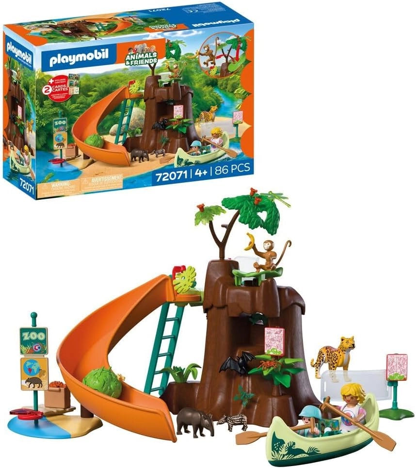 PLAYMOBIL | Animals & Friends | Zoo Gita nella giungla | Grande albero della giungla con canoa e lama di catapulta, Eta