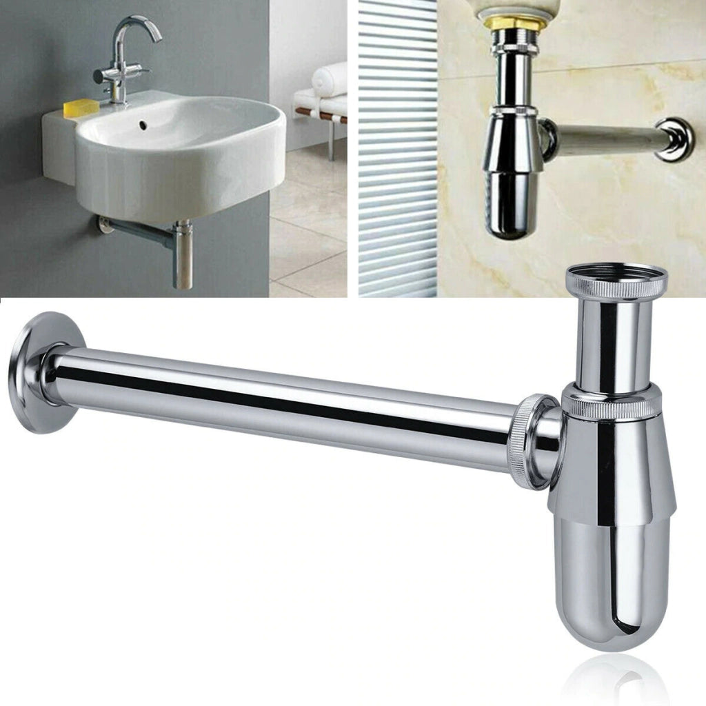 Sifone a bottiglia lavandino scarico 1" 1/4 lavabo cromato con rosone Art.69373