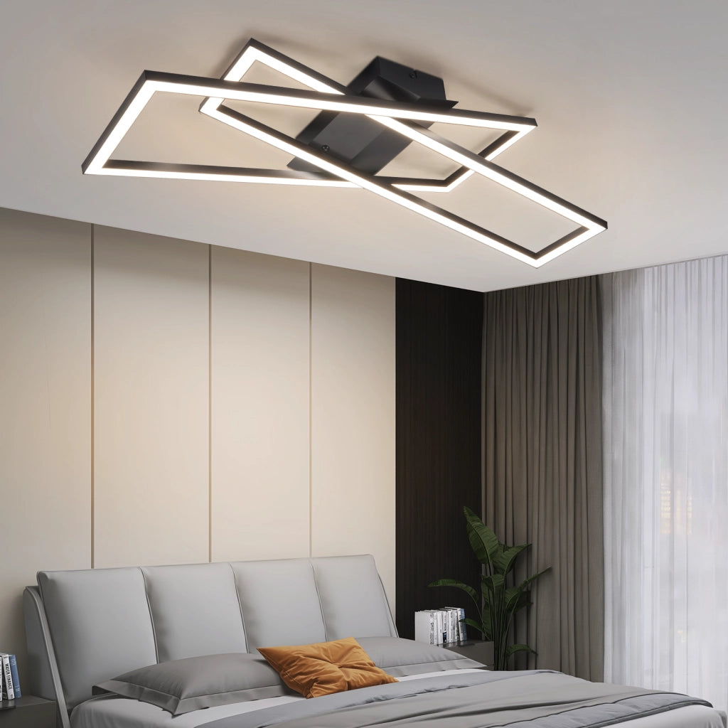 ZMH Lampada da soffitto LED 36W nera quadrata design moderno dimmerabile per cucina corridoio
