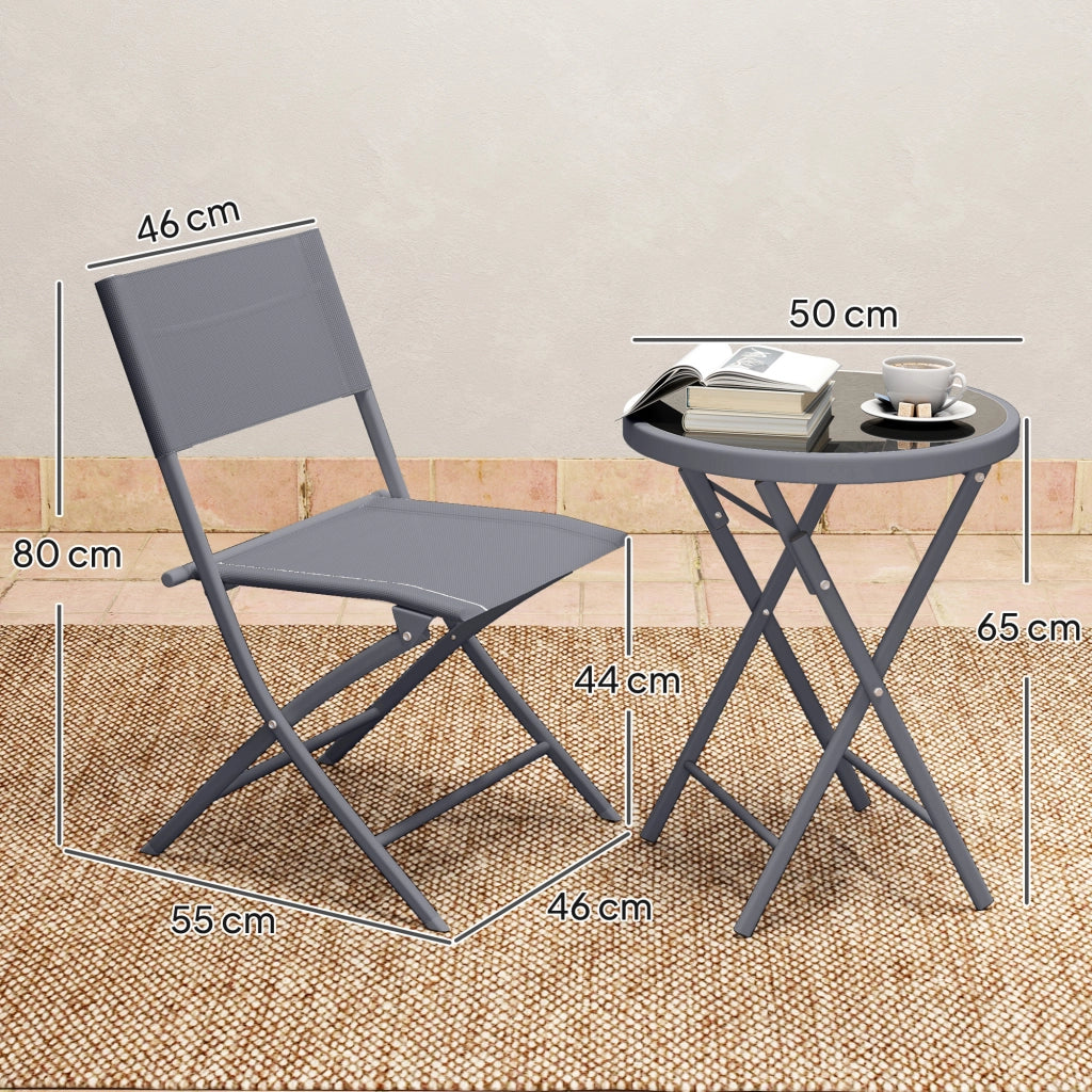 Set da bistrot pieghevole 3 pezzi, 2 sedie e 1 tavolo ¨C Zephmum ¨C Grigio