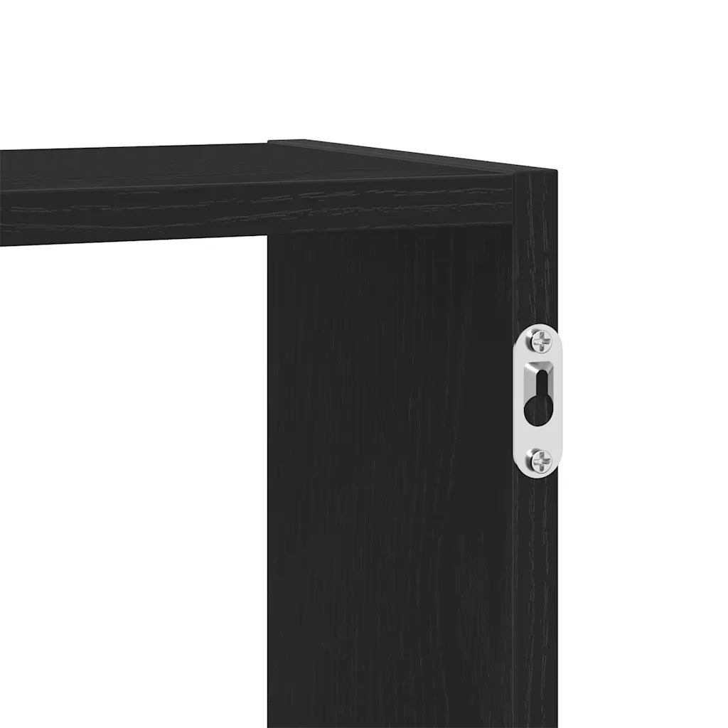 Mensola a Cubo da Parete | Mensola sospesa 5 Scomparti Legno Multistrato Nero