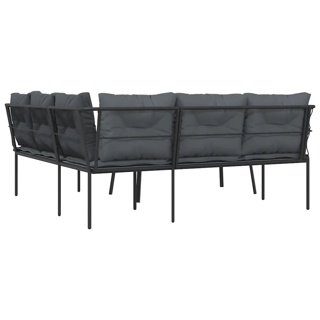 Set Divano da Giardino con Cuscini Nero Acciaio e Textilene 3283749