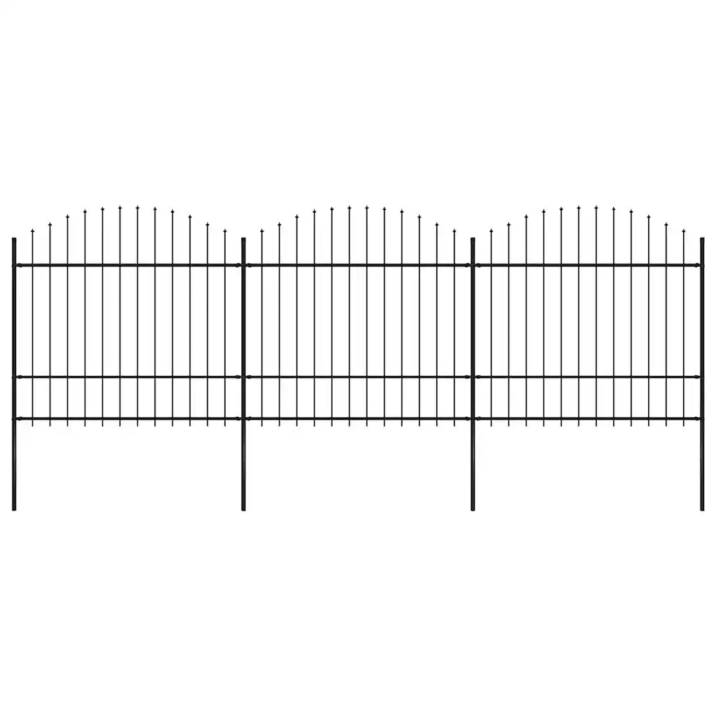 Recinzione da Giardino con Punta a Lancia in Acciaio 504x175 cm Nero 277741