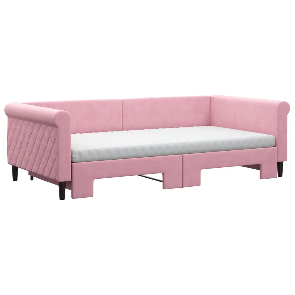 Divano Letto Estraibile con Materassi Rosa 100x200 cm Velluto 3197805
