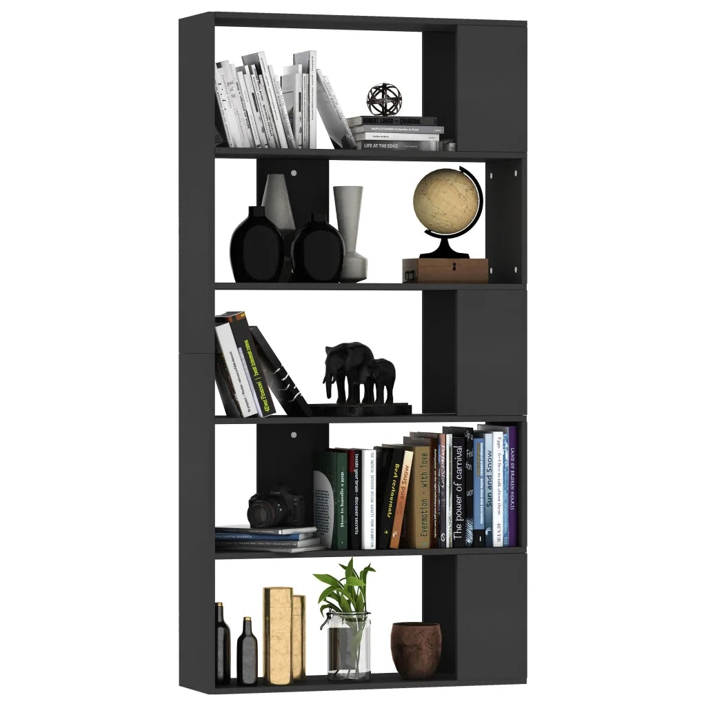 Libreria Divisorio-Scaffale per Libri-Mobile di Stoccaggio Nero 80x24x159 cm in Legno Ingegnerizzato