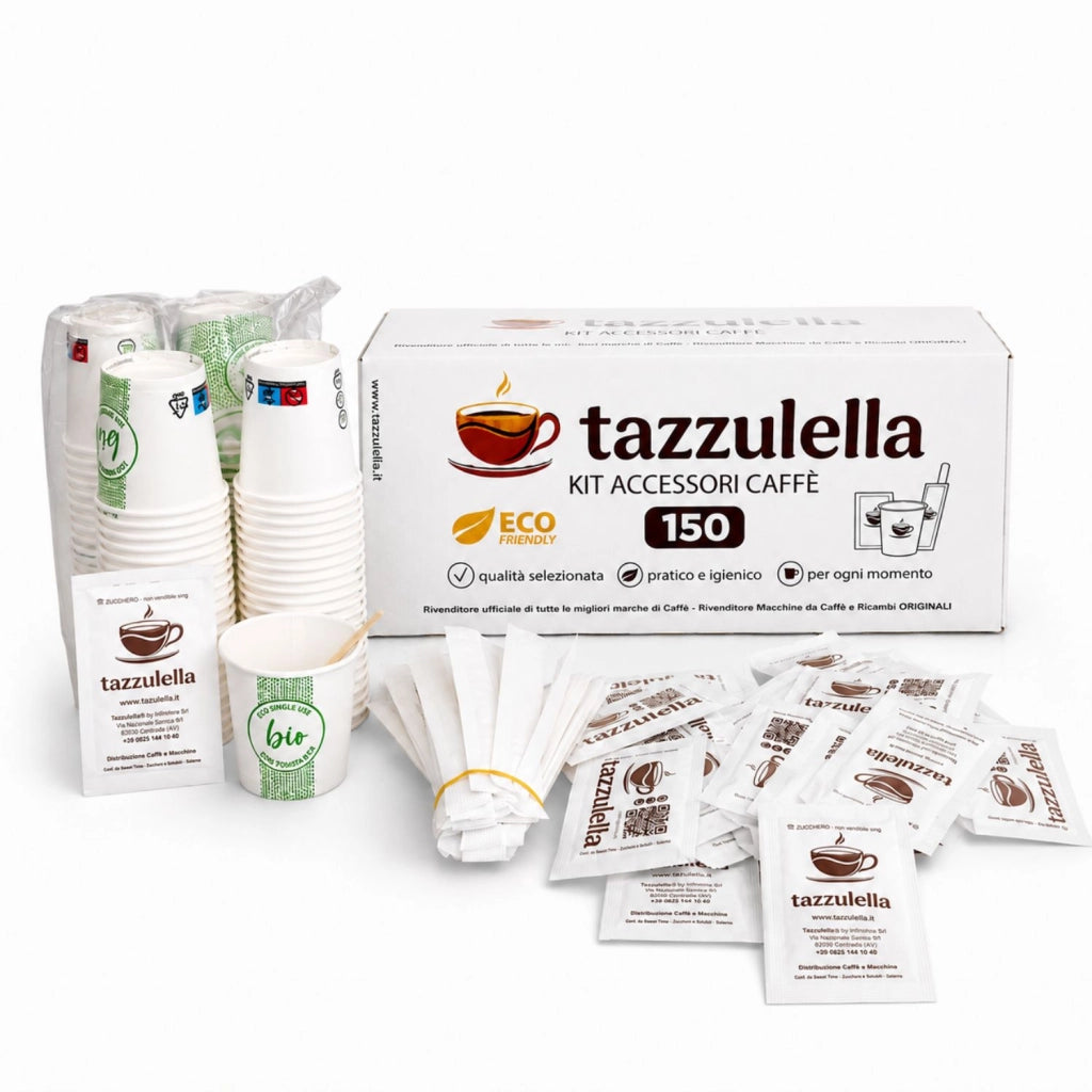 Tazzulella Kit Caffè 150 Bicchieri + 150 Palette + 150 Bustine di Zucchero