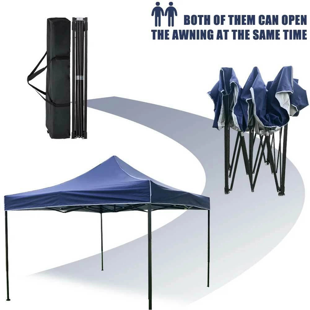 Gazebo 3x3 Pieghevole Impermeabile Richiudibile Fisarmonica Fiera mercato Blu