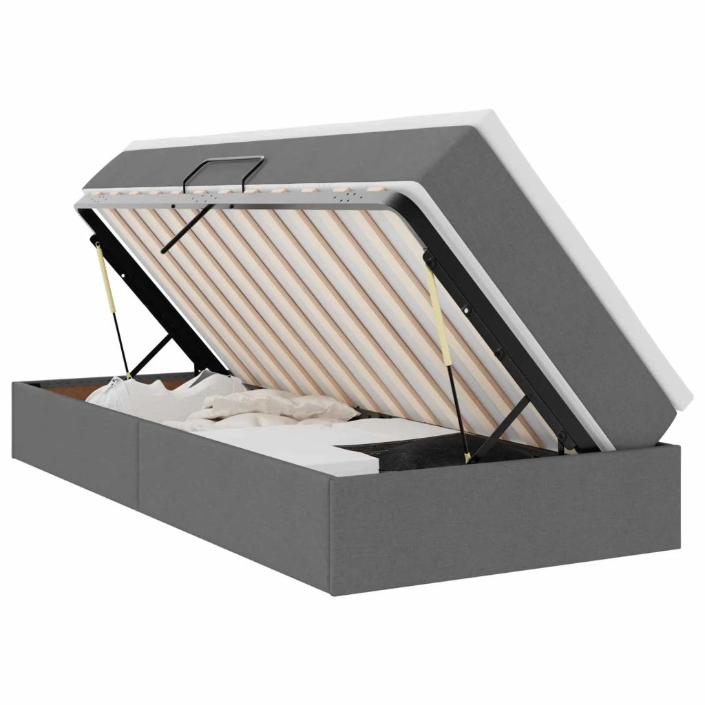 Letto con contenitore e materasso Grigio scuro 90 x 190 cm