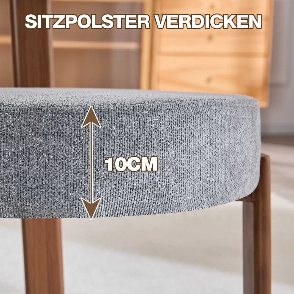 Sedia da pranzo imbottita con schienale ergonomico, in lino, Grigio, 57 × 51.5 × 79 cm