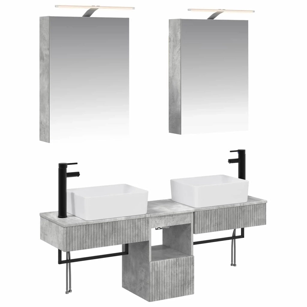 Set di Armadi da Bagno 5 pcs Grigio Cemento 50 x 14,5 x 70 cm 3406314