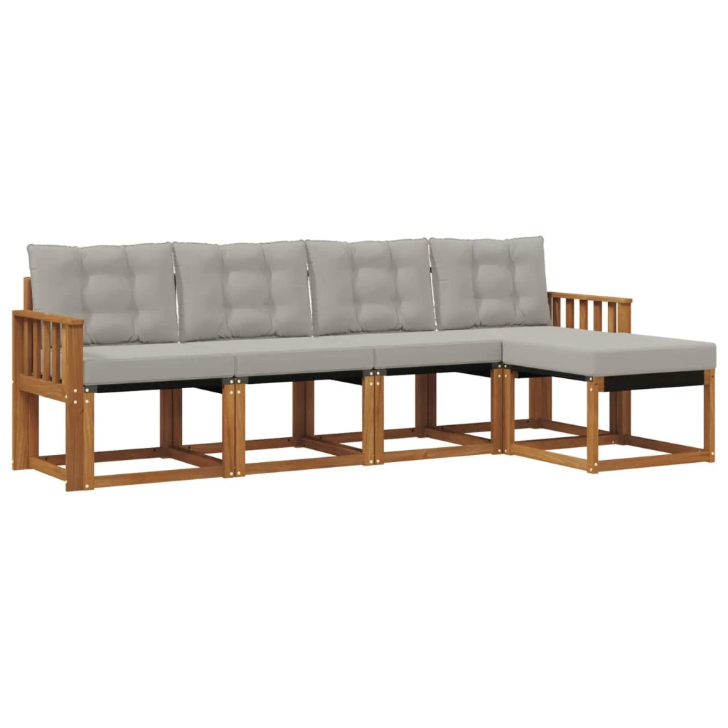 Set di divani da esterno 5 pcs Grigio Naturale e Chiaro 3368566