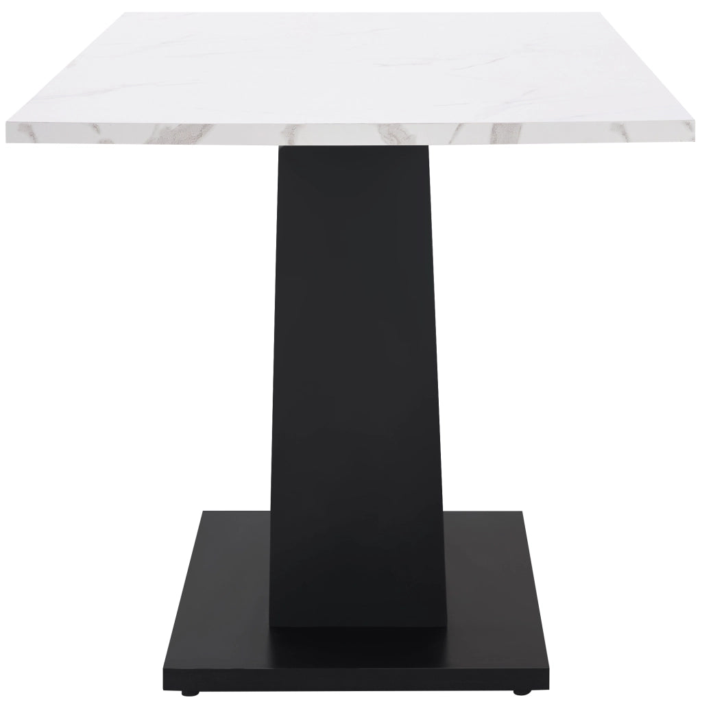 TAVOLO DA PRANZO 140x75,5 cm Effetto Marmo Bianco/Nero in MDF e Metallo