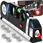 Livello Spirituale con Misuratore Rotante - 250 cm, Laser a Croce, 16 cm Rullo di Acciaio - Livello Laser Portatile - Livello a Corda - Nero