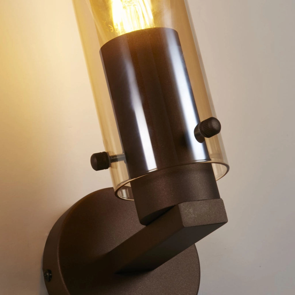 Lampada da parete Sweden II 1Lt - Metallo moka e vetro ambra