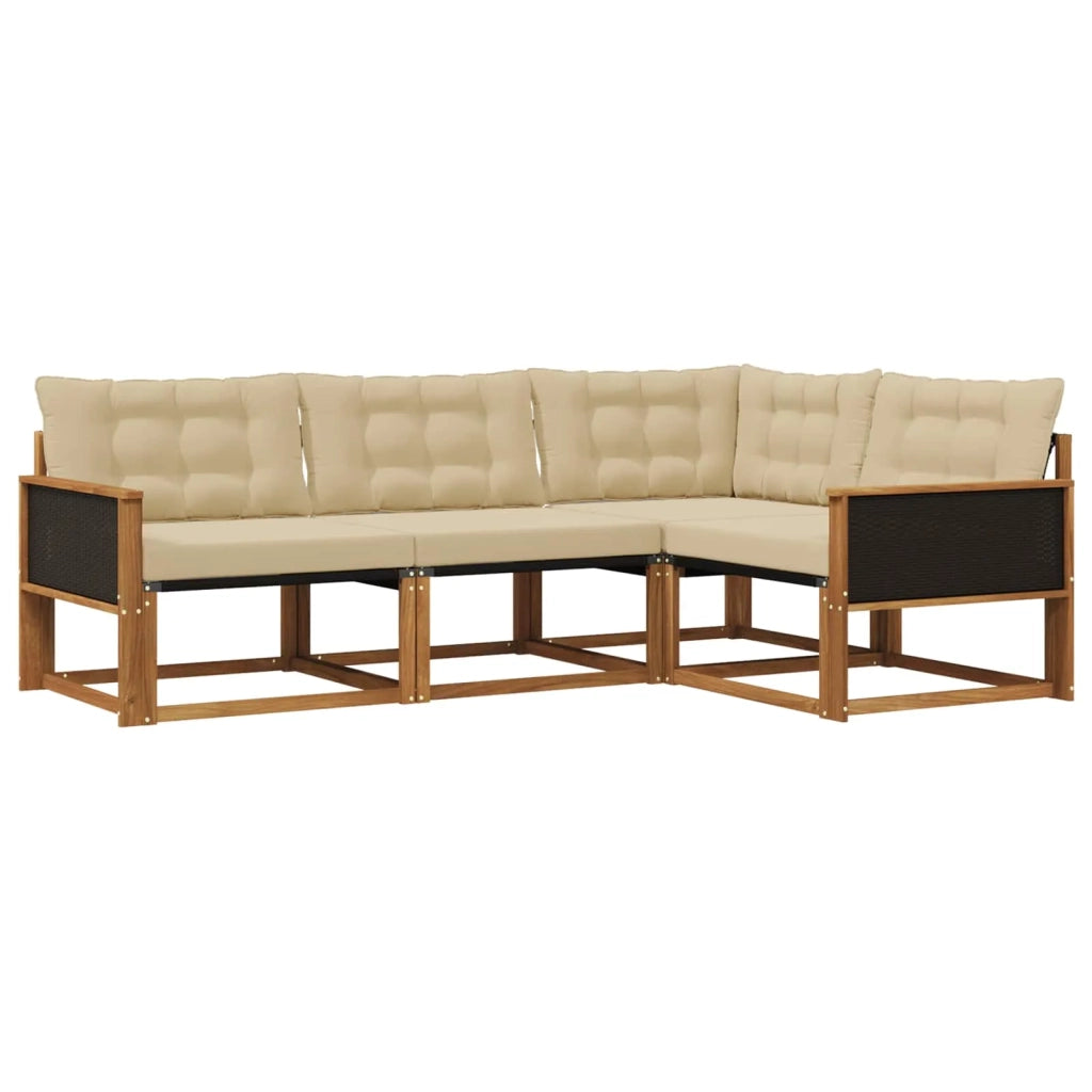 Set di divani da esterno 4 pz Naturale e Beige 3381385