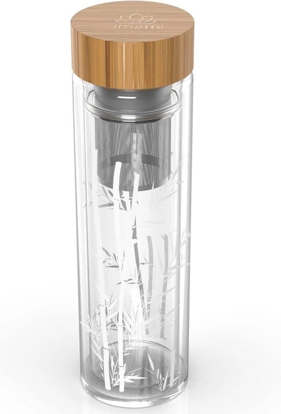 Acquario in vetro borosilicato con coperchio antiscivolo e uovo di tartaruga, 482 ml, design: coperchio in bambù